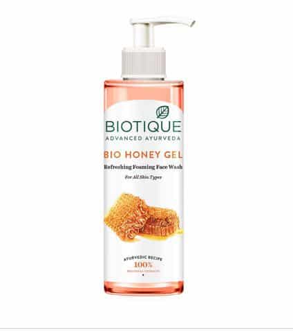 Product Image describing packaging of product for the article- biotique honey face wash review